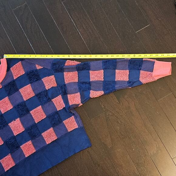 RAG & BONE S Blue Coral Ridley Pullover Sweater Crew Check Print - Picture 10 of 10